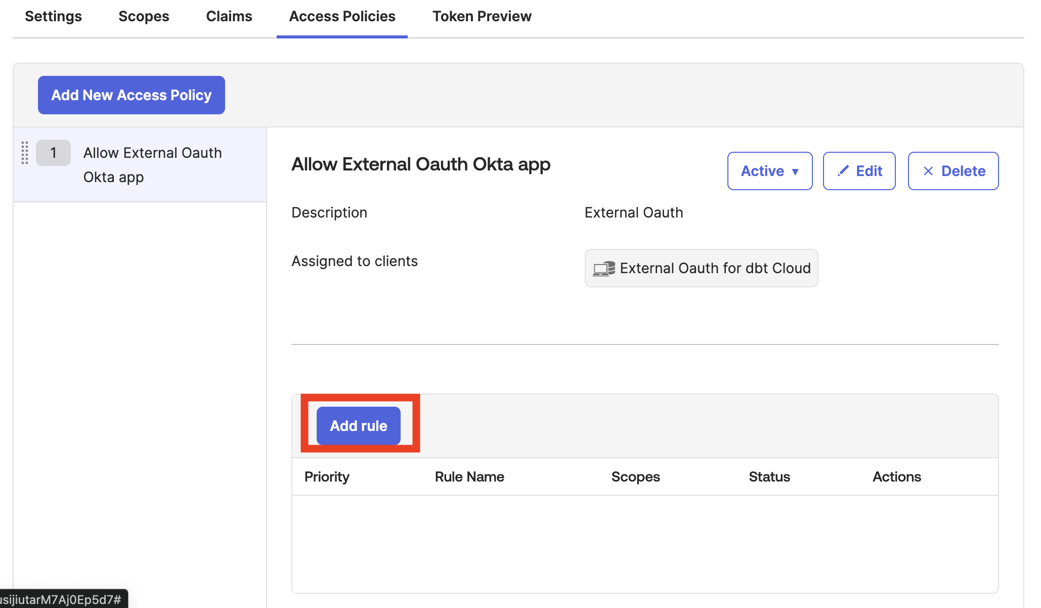 API Add rule button highlighted. API Add rule button highlighted.
