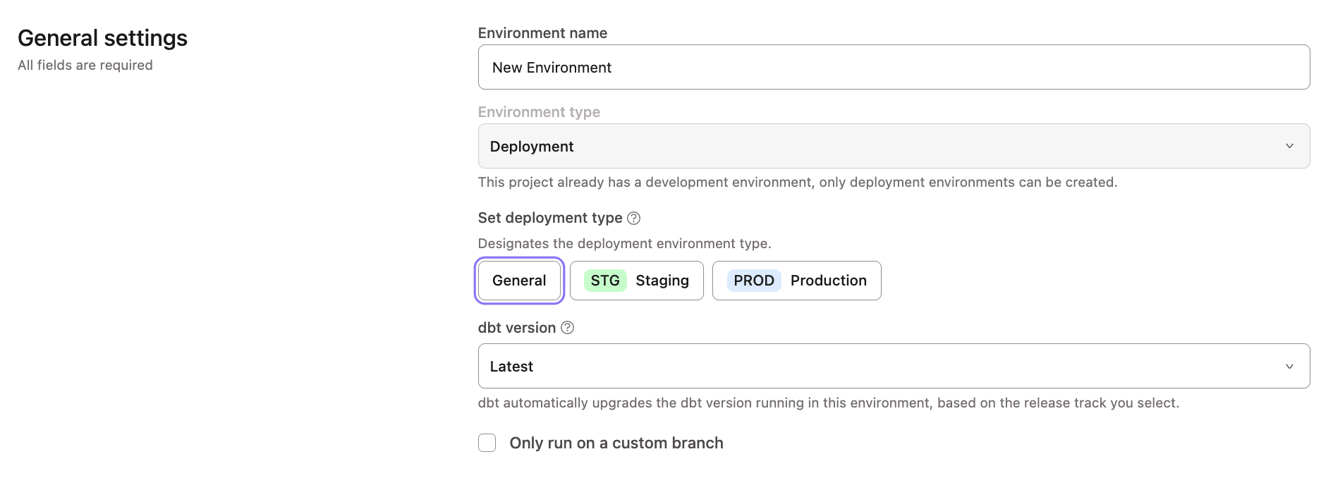 Navigate to Orchestration > Environments to create a deployment environment Navigate to Orchestration > Environments to create a deployment environment