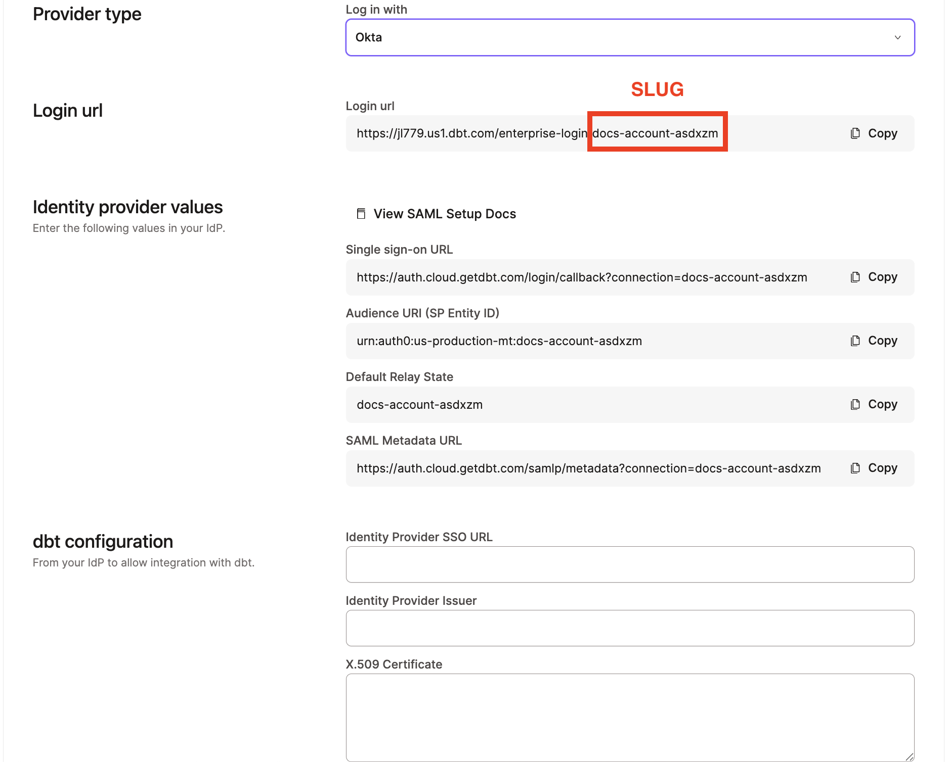 Configuring the application in dbt Configuring the application in dbt