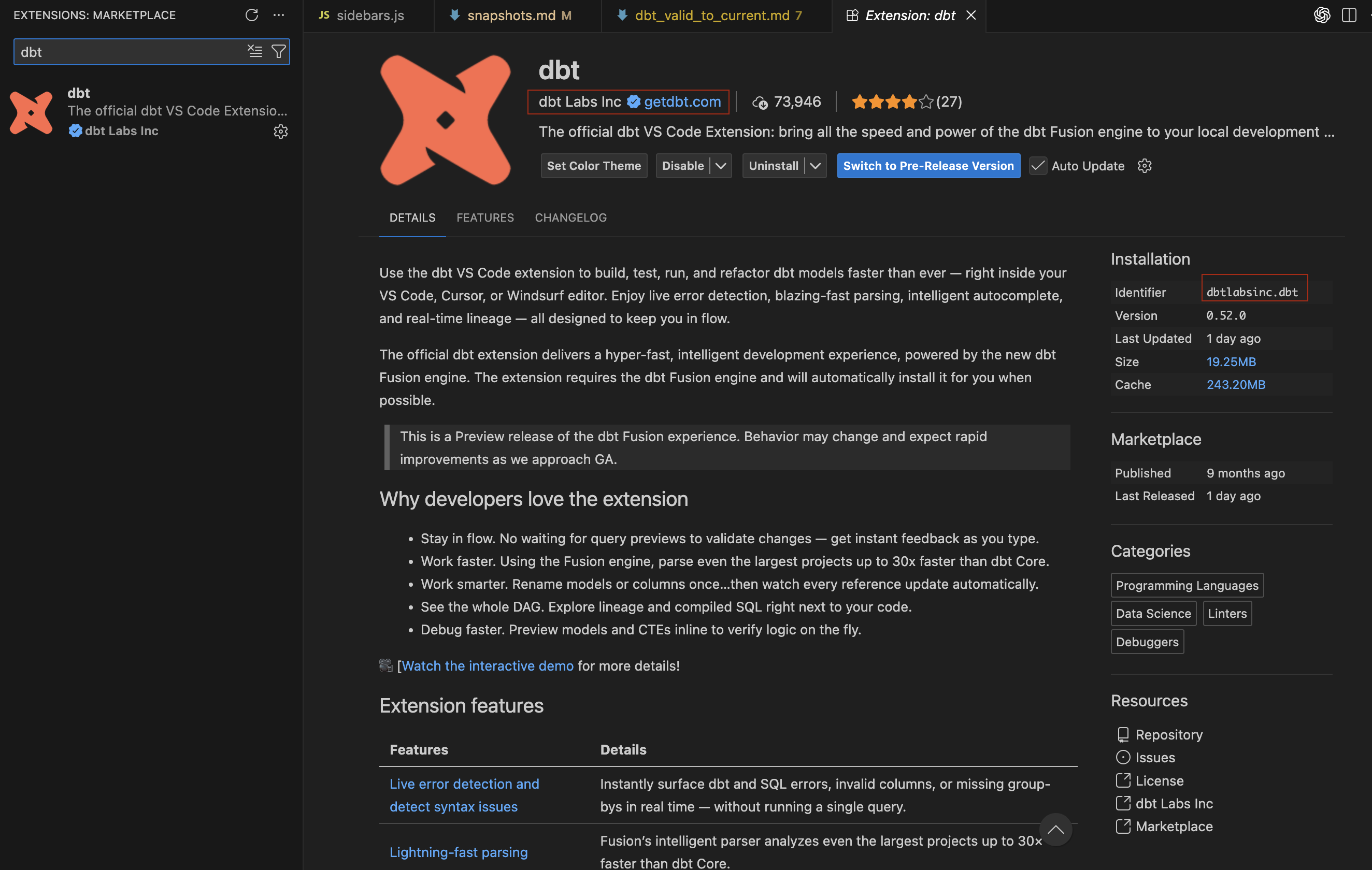 Search for the extension Search for the extension